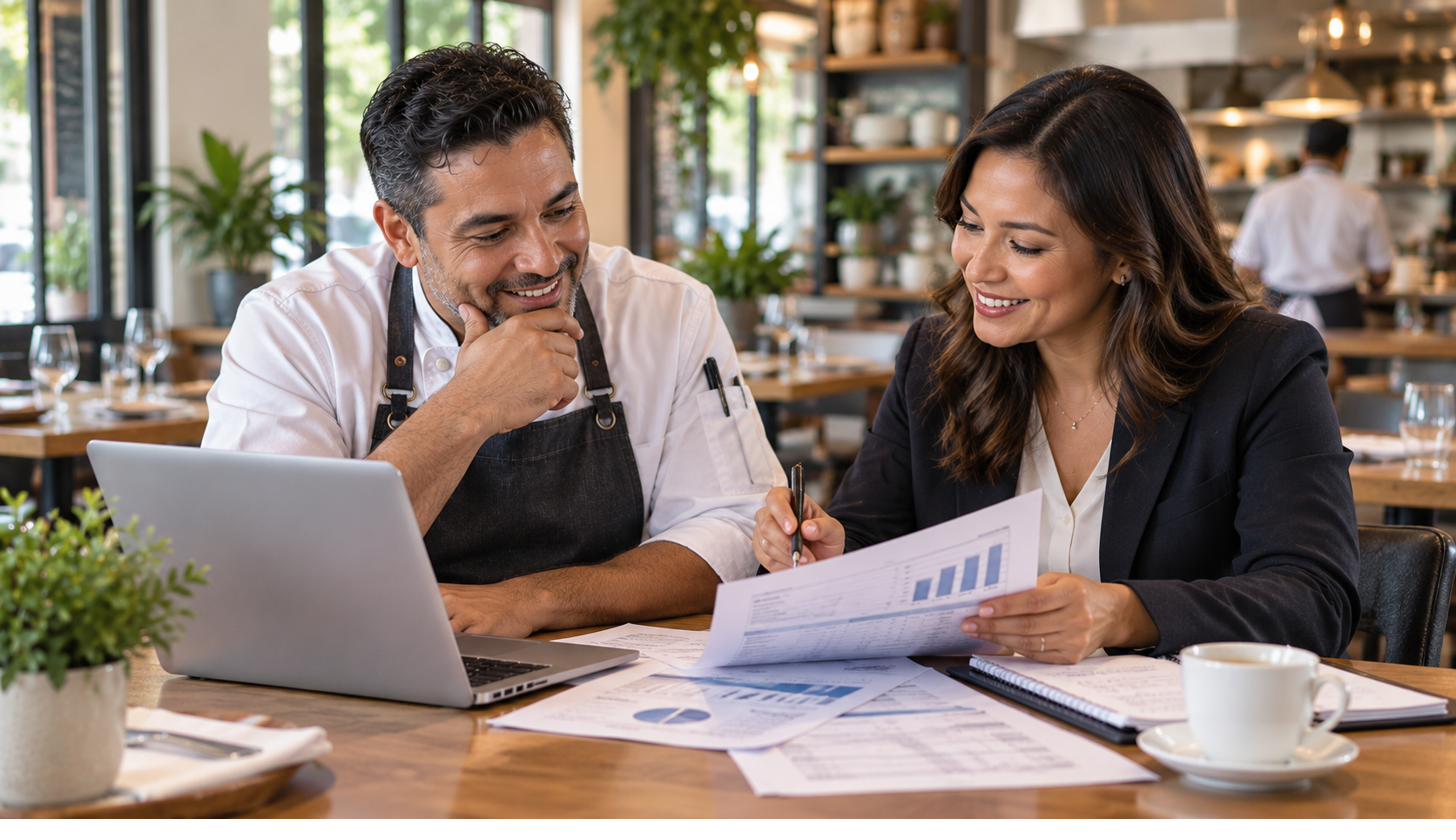 Business owner reviewing financial documents for a recovery and tax-incentive review.